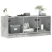 Mueble de TV con puertas de vidrio gris hormigón 102x37x42 cm