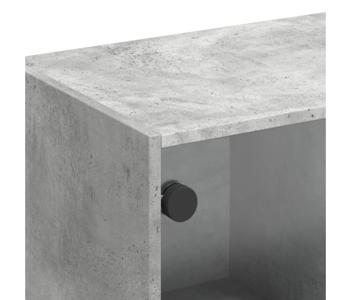 Mueble de TV con puertas de vidrio gris hormigón 102x37x42 cm