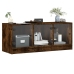 Mueble de TV con puertas de vidrio roble ahumado 102x37x42 cm