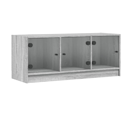 Mueble de TV con puertas de vidrio gris Sonoma 102x37x42 cm