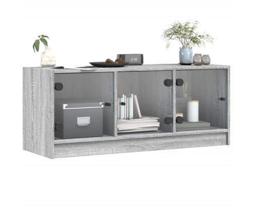 Mueble de TV con puertas de vidrio gris Sonoma 102x37x42 cm