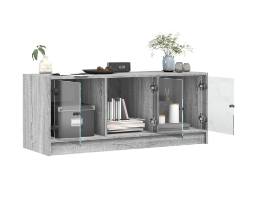 Mueble de TV con puertas de vidrio gris Sonoma 102x37x42 cm