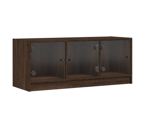 vidaXL Mueble de TV con puertas de vidrio marrón roble 102x37x42 cm