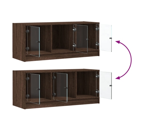 vidaXL Mueble de TV con puertas de vidrio marrón roble 102x37x42 cm