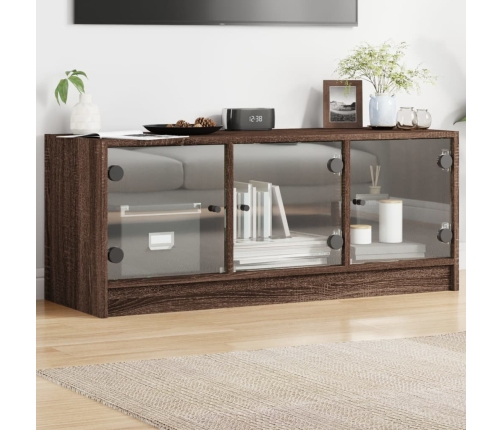 vidaXL Mueble de TV con puertas de vidrio marrón roble 102x37x42 cm