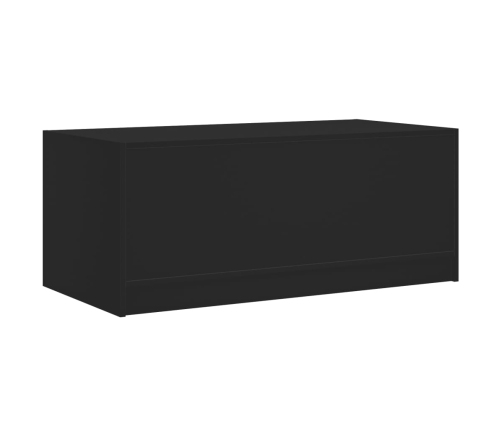 Mesa de centro con puertas de vidrio negra 102x50x42 cm