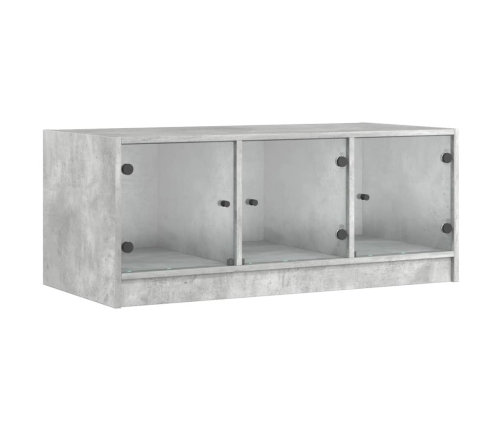 Mesa de centro con puertas de vidrio grs hormigón 102x50x42 cm