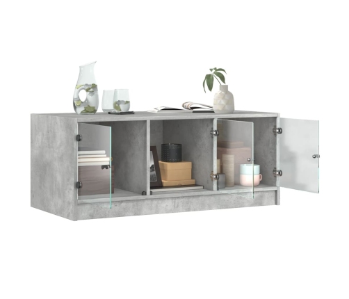 Mesa de centro con puertas de vidrio grs hormigón 102x50x42 cm