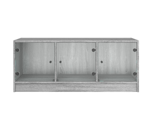 Mesa de centro con puertas de vidrio gris Sonoma 102x50x42 cm