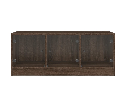 vidaXL Mesa de centro con puertas de vidrio marrón roble 102x50x42 cm