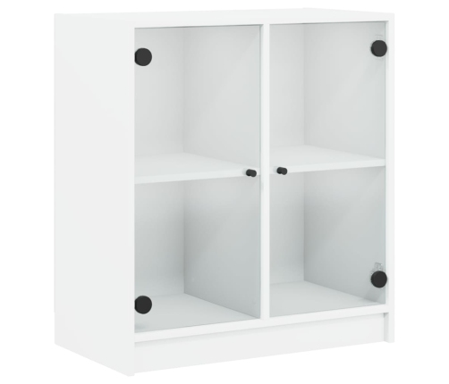 Armario auxiliar con puertas de vidrio blanco 68x37x75,5 cm