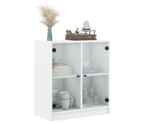 Armario auxiliar con puertas de vidrio blanco 68x37x75,5 cm