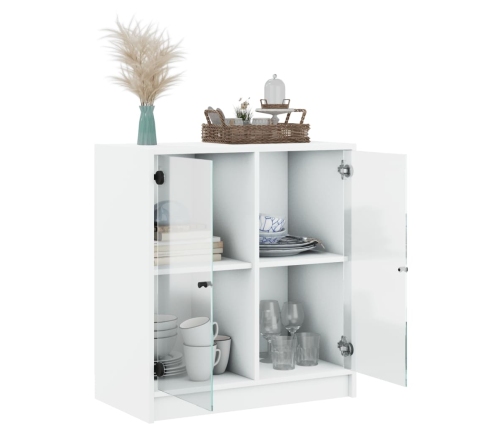 Armario auxiliar con puertas de vidrio blanco 68x37x75,5 cm