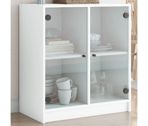 Armario auxiliar con puertas de vidrio blanco 68x37x75,5 cm