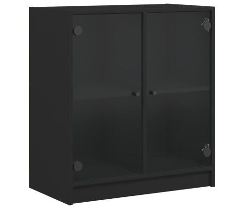 Armario auxiliar con puertas de vidrio negro 68x37x75,5 cm