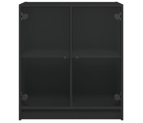 Armario auxiliar con puertas de vidrio negro 68x37x75,5 cm