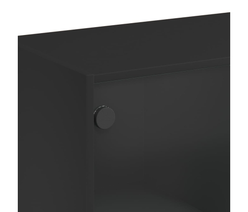 Armario auxiliar con puertas de vidrio negro 68x37x75,5 cm