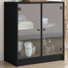 Armario auxiliar con puertas de vidrio negro 68x37x75,5 cm