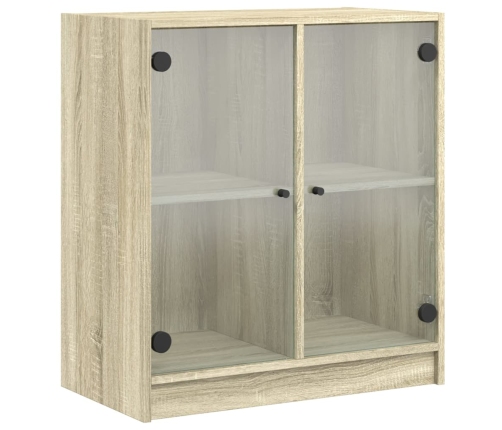 Armario auxiliar puertas de vidrio roble Sonoma 68x37x75,5 cm