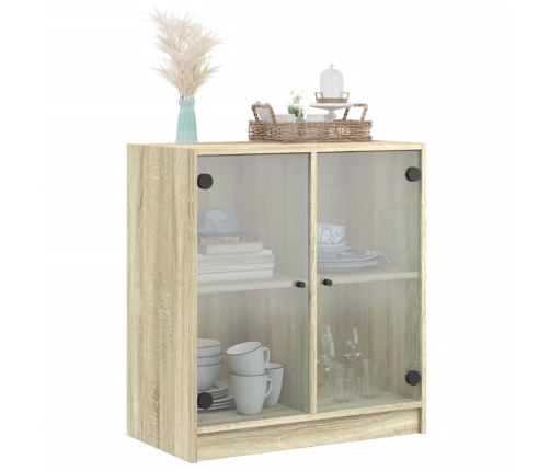 Armario auxiliar puertas de vidrio roble Sonoma 68x37x75,5 cm