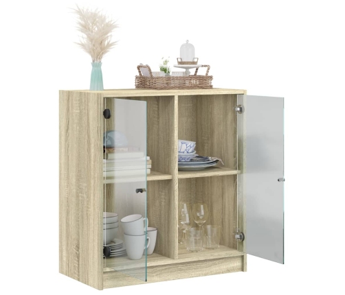 Armario auxiliar puertas de vidrio roble Sonoma 68x37x75,5 cm