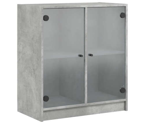 Armario auxiliar puertas de vidrio gris hormigón 68x37x75,5 cm