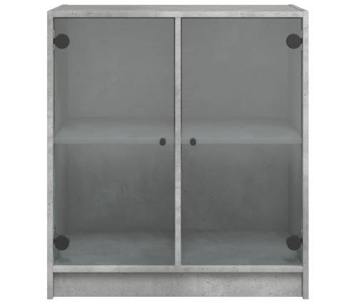 Armario auxiliar puertas de vidrio gris hormigón 68x37x75,5 cm