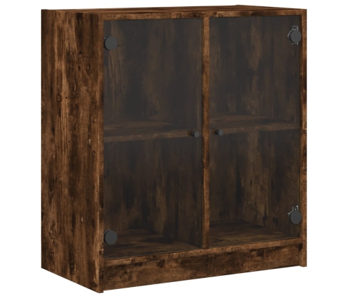 Armario auxiliar puertas de vidrio roble ahumado 68x37x75,5 cm