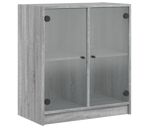 Armario auxiliar puertas de vidrio gris Sonoma 68x37x75,5 cm