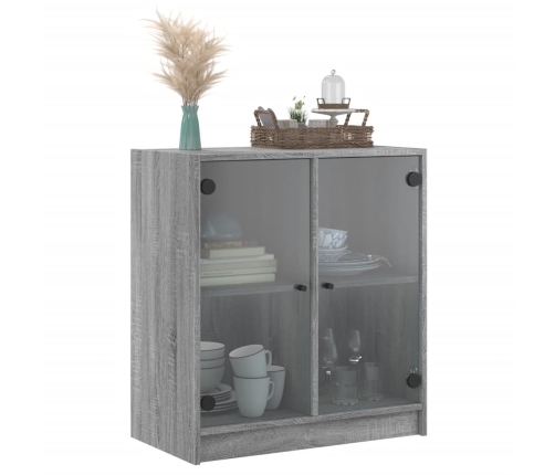 Armario auxiliar puertas de vidrio gris Sonoma 68x37x75,5 cm