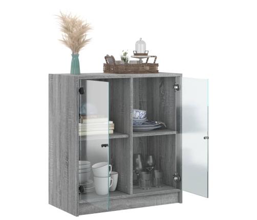 Armario auxiliar puertas de vidrio gris Sonoma 68x37x75,5 cm