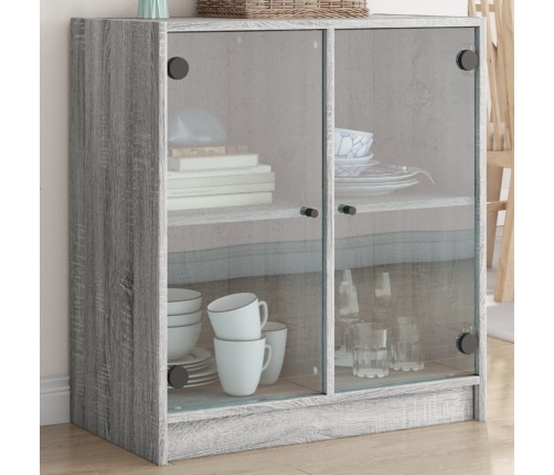 Armario auxiliar puertas de vidrio gris Sonoma 68x37x75,5 cm