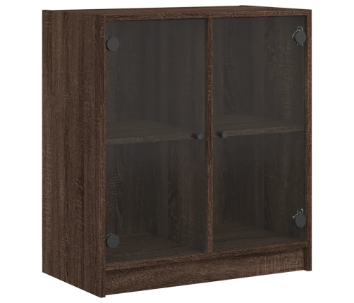 Armario auxiliar puertas de vidrio marrón roble 68x37x75,5 cm