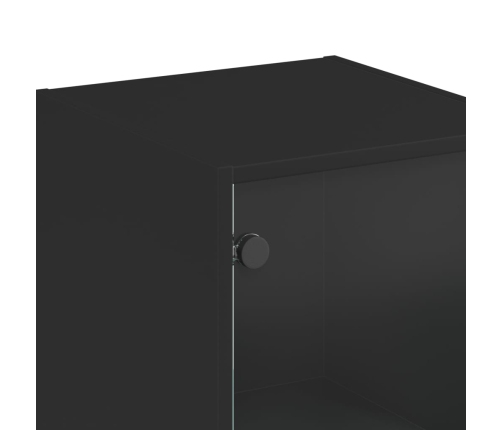 Aparador con puertas de vidrio negro 35x37x142 cm