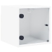 Mesitas de noche con puertas de vidrio 2 uds blanco 35x37x35 cm