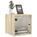 vidaXL Mesitas noche con puertas vidrio 2 uds roble Sonoma 35x37x35 cm