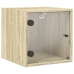 vidaXL Mesitas noche con puertas vidrio 2 uds roble Sonoma 35x37x35 cm