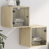 vidaXL Mesitas noche con puertas vidrio 2 uds roble Sonoma 35x37x35 cm