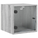 vidaXL Mesitas noche con puertas vidrio 2 uds gris Sonoma 35x37x35 cm