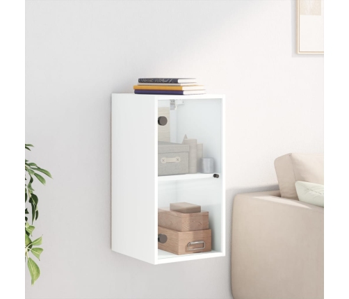 Mueble de pared con puertas de vidrio blanco 35x37x68,5 cm