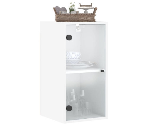 Mueble de pared con puertas de vidrio blanco 35x37x68,5 cm