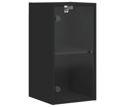 Mueble de pared con puertas de vidrio negro 35x37x68,5 cm