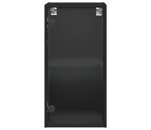 Mueble de pared con puertas de vidrio negro 35x37x68,5 cm