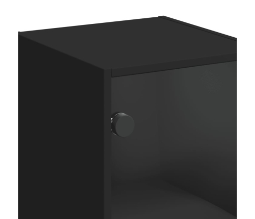 Mueble de pared con puertas de vidrio negro 35x37x68,5 cm