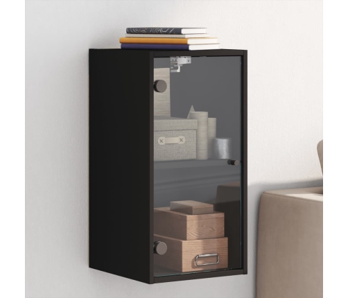 Mueble de pared con puertas de vidrio negro 35x37x68,5 cm