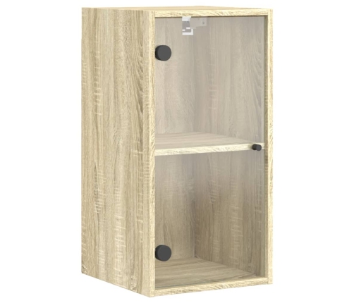 Mueble de pared puertas de vidrio roble Sonoma 35x37x68,5 cm