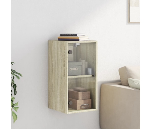 Mueble de pared puertas de vidrio roble Sonoma 35x37x68,5 cm