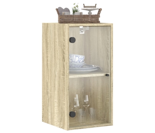 Mueble de pared puertas de vidrio roble Sonoma 35x37x68,5 cm