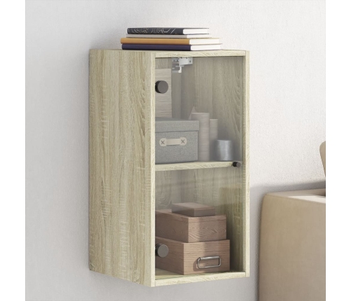 Mueble de pared puertas de vidrio roble Sonoma 35x37x68,5 cm