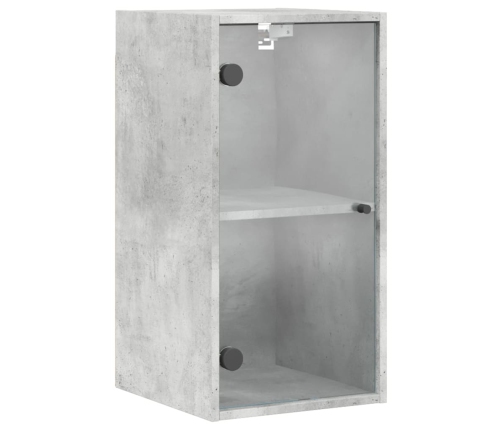 Mueble de pared puertas de vidrio gris hormigón 35x37x68,5 cm